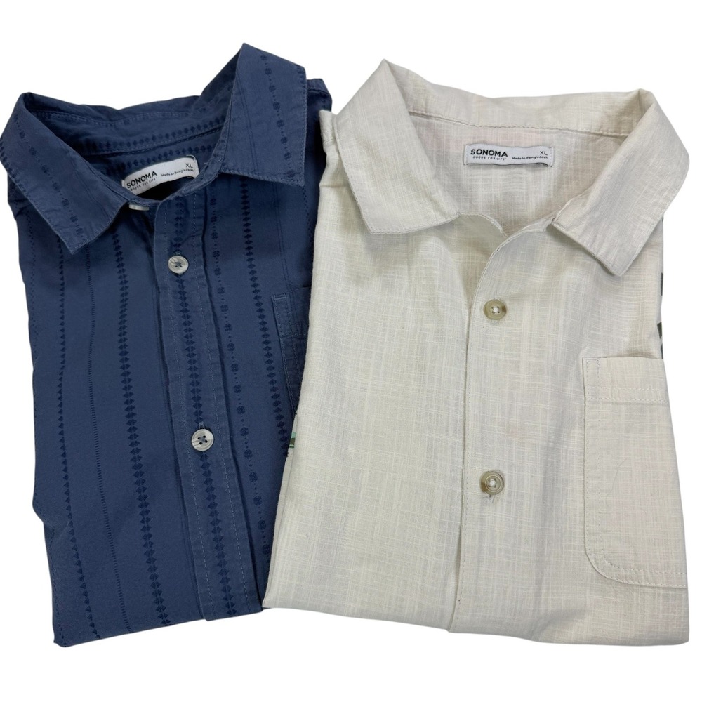Sonoma XL 2 Pack‎ Short Sleeve Button Shirts Surf Shop Tropical Cotton - Picture 11 of 11